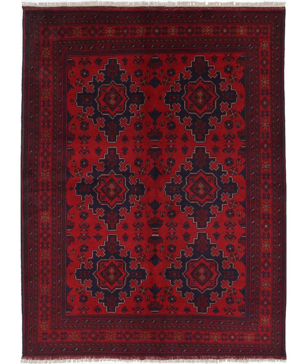 Hand Knotted Afghan Khal Muhammadi Wool Rug 5' 0" x 6' 8" - No. AT29897