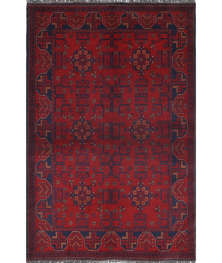 Afghan Khal Muhammadi Rug 4' 2" x 6' 4" Hand-Knotted | No. AT57646