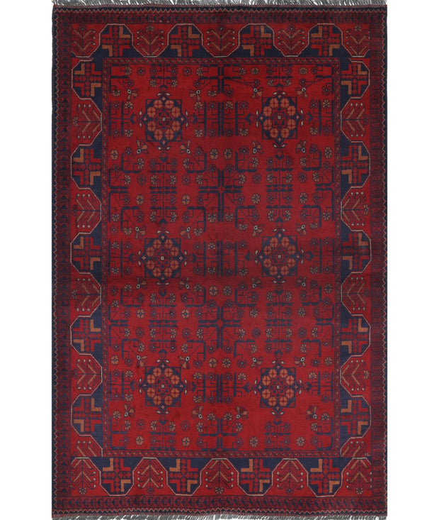 Hand Knotted Afghan Khal Muhammadi Wool Rug 4' 2" x 6' 4" - No. AT57646