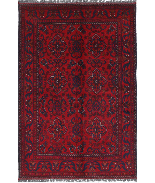Hand Knotted Afghan Khal Muhammadi Wool Rug 4' 4" x 6' 7" - No. AT72465