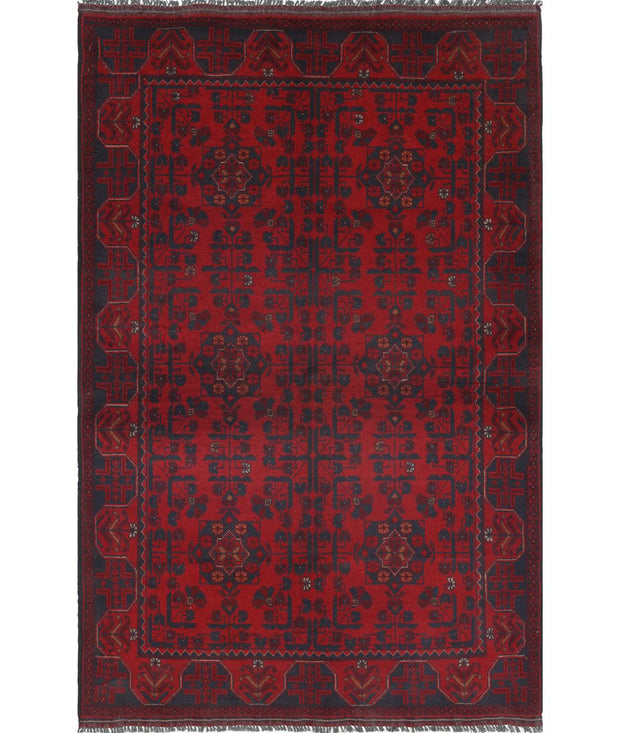 Hand Knotted Afghan Khal Muhammadi Wool Rug 4' 2" x 6' 5" - No. AT71611