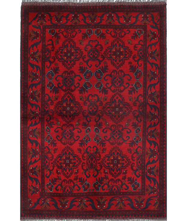 Hand Knotted Afghan Khal Muhammadi Wool Rug 4' 2" x 6' 4" - No. AT90990