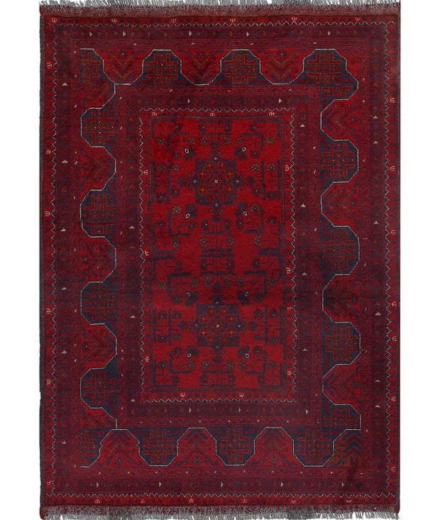 Hand Knotted Afghan Khal Muhammadi Wool Rug 3' 6" x 4' 10" - No. AT95066