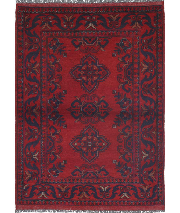 Hand Knotted Afghan Khal Muhammadi Wool Rug 3' 3" x 4' 6" - No. AT51496