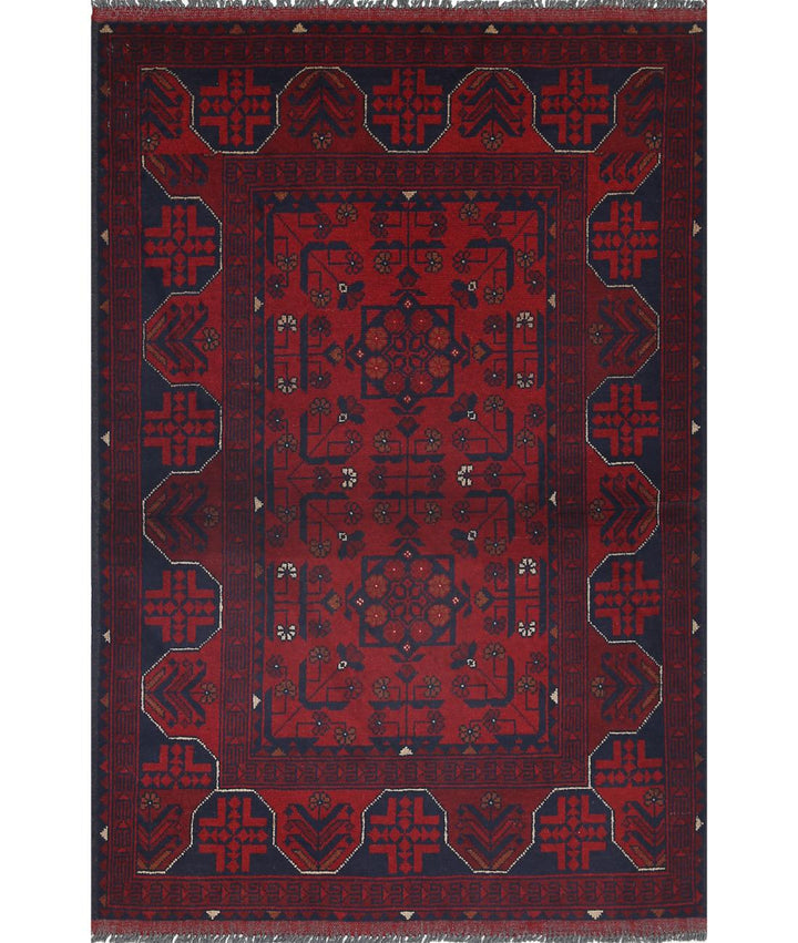 Afghan Khal Muhammadi Rug 3' 4" x 4' 11" Hand-Knotted | No. AT77452