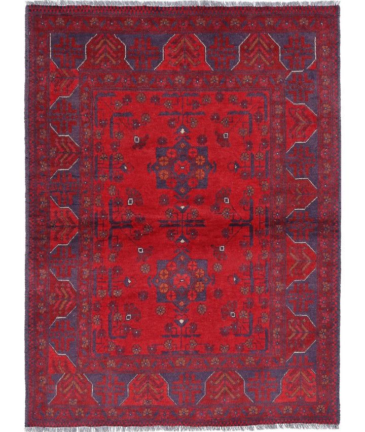 Afghan Khal Muhammadi Rug 3' 4" x 4' 9" Hand-Knotted | No. AT91893