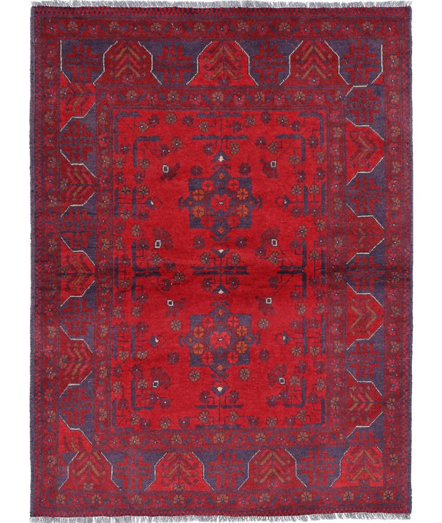 Hand Knotted Afghan Khal Muhammadi Wool Rug 3' 4" x 4' 9" - No. AT91893