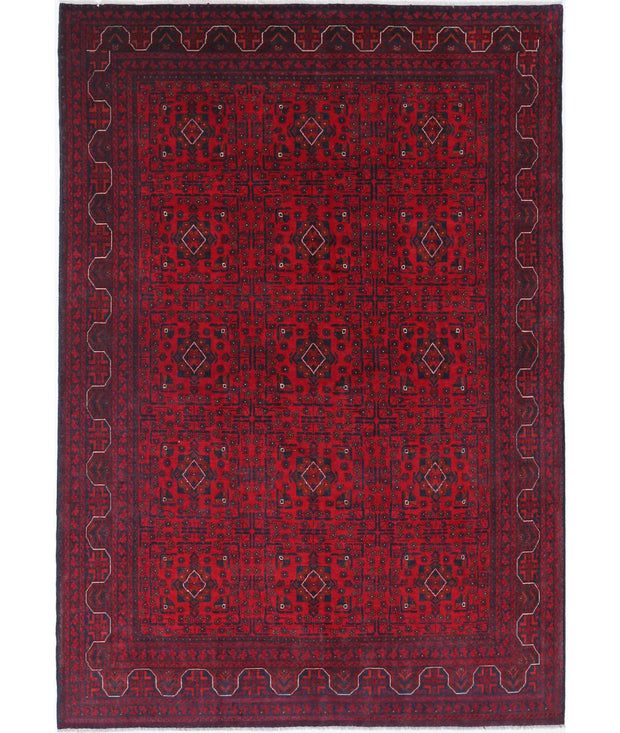 Hand Knotted Afghan Khamyab Wool Rug 6' 6" x 9' 8" - No. AT45644