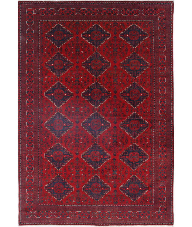 Hand Knotted Afghan Khamyab Wool Rug 6' 6" x 9' 10" - No. AT51885