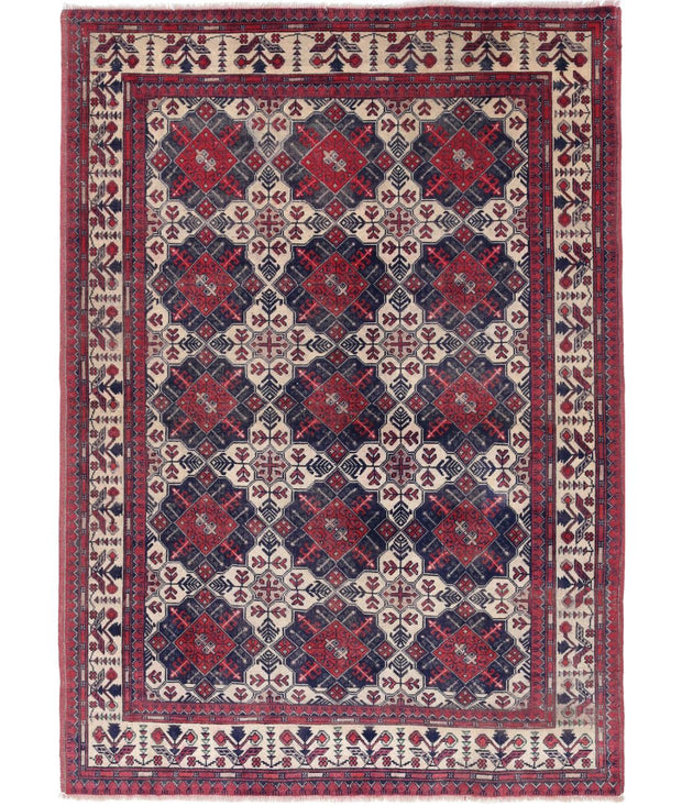 Hand Knotted Afghan Khamyab Wool Rug 3' 3" x 4' 10" - No. AT85020