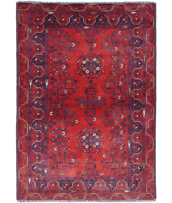 Afghan Khamyab Rug 3' 2" x 4' 9" Hand-Knotted | No. AT48710