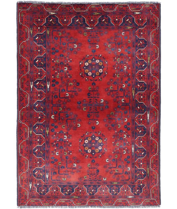 Hand Knotted Afghan Khamyab Wool Rug 3' 2" x 4' 9" - No. AT48710