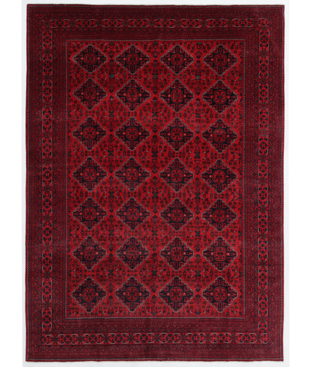 Hand Knotted Afghan Wool Rug 8'  2" x 11'  3" - No. AT97437
