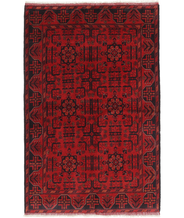 Hand Knotted Afghan Wool Rug 4'  2" x 6'  5" - No. AT49884