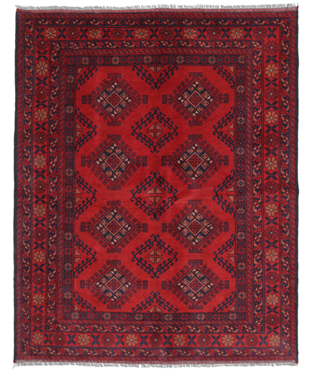Hand Knotted Afghan Wool Rug 5'  0" x 6'  3" - No. AT21502