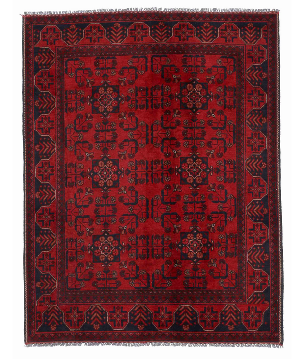 Hand Knotted Afghan Wool Rug 4'  10" x 6'  4" - No. AT38255
