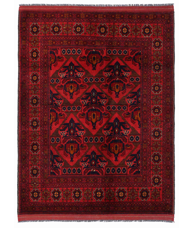 Hand Knotted Afghan Wool Rug 4'  9" x 6'  4" - No. AT69056