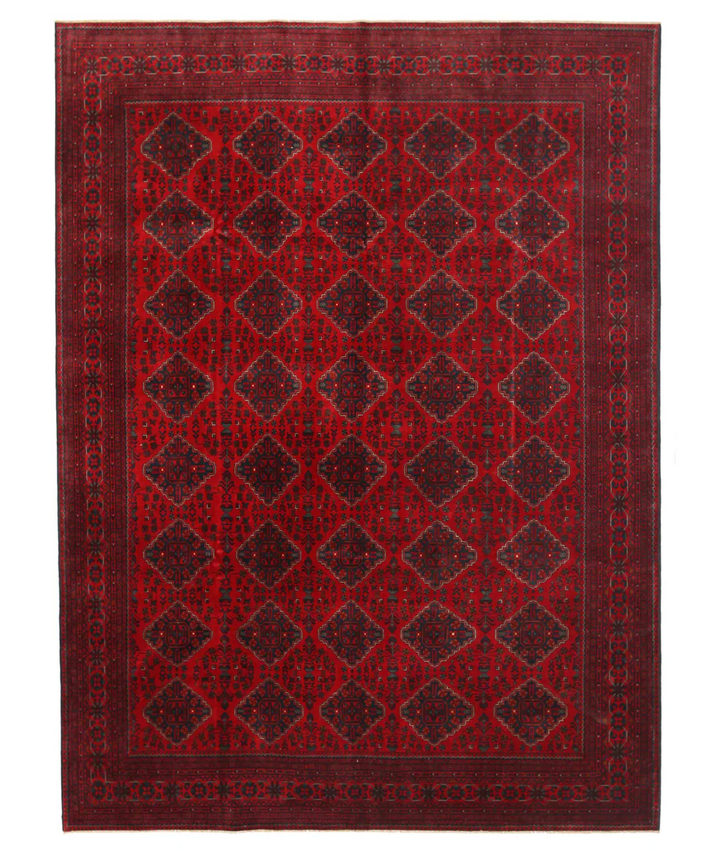 Red Afghan Tribal Rug 9' 7" x 13' 2" Hand-Knotted | No. AT688263