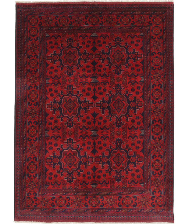 Hand Knotted Afghan Wool Rug 4'  10" x 6'  6" - No. AT81783