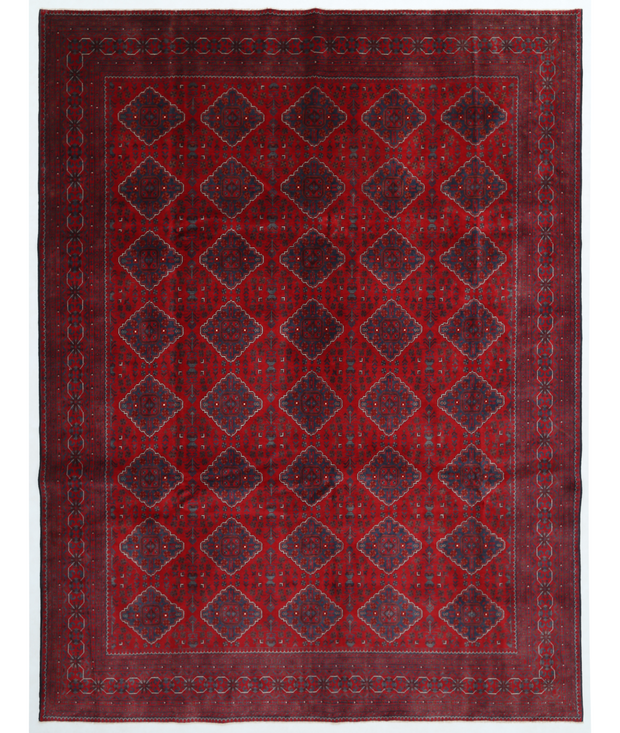 Hand Knotted Afghan Wool Rug 9'  9" x 12'  8" - No. AT50360