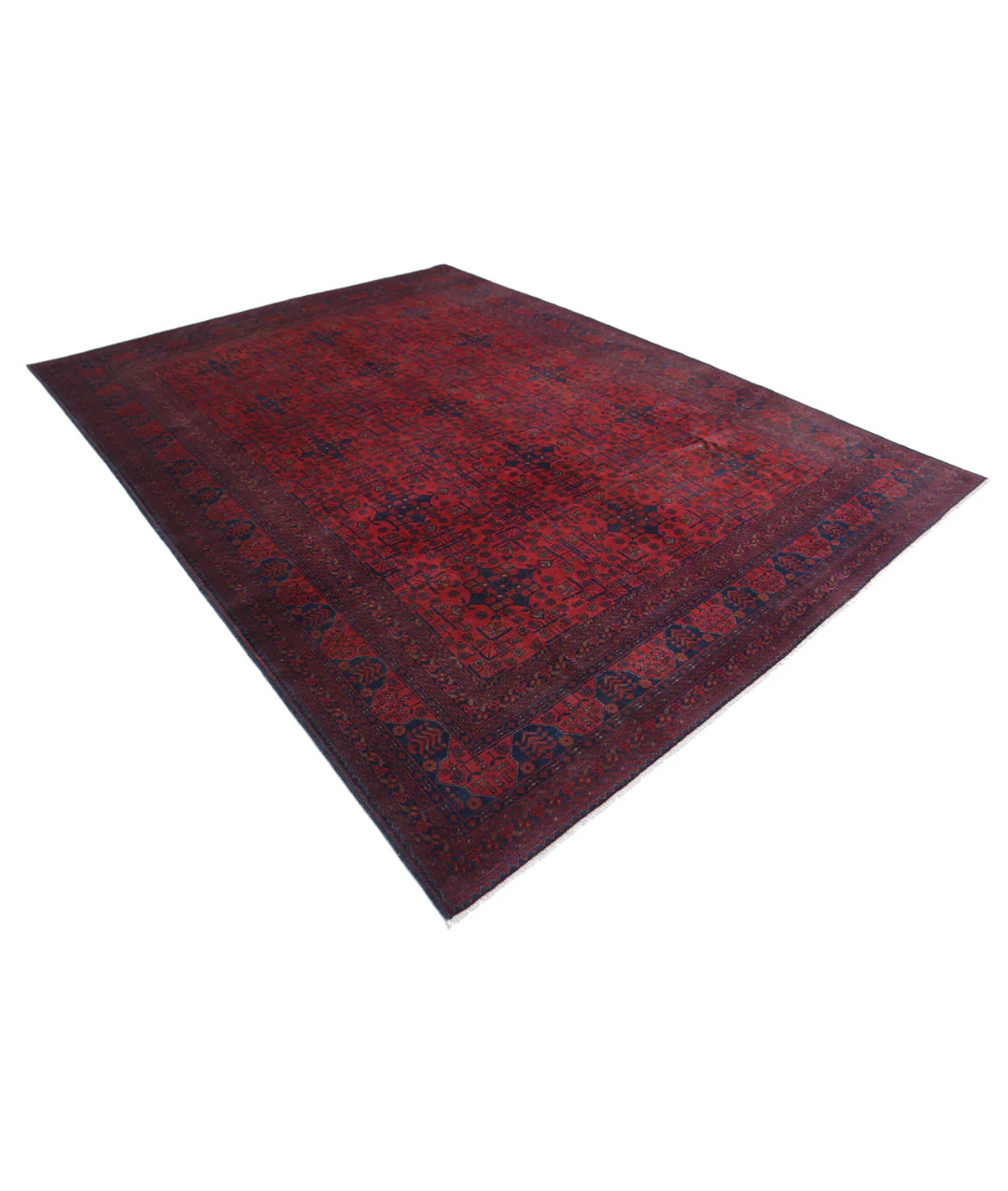 Red Afghan Tribal Rug 8' 1" x 11' 2" Hand-Knotted | No. AT557955