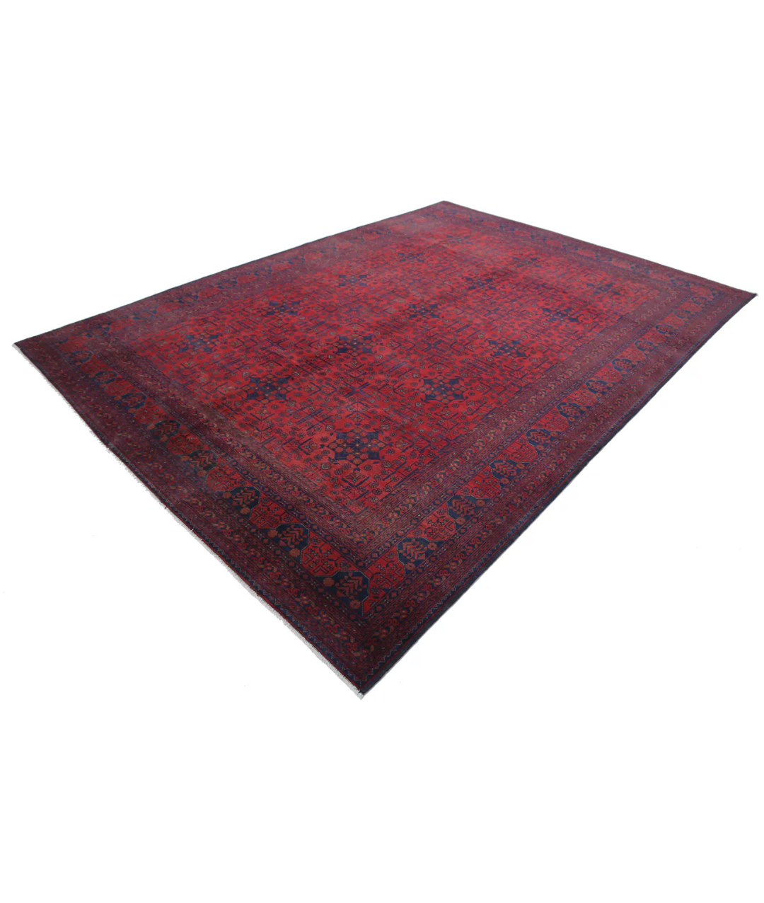 Red Afghan Tribal Rug 8' 1" x 11' 2" Hand-Knotted | No. AT557955