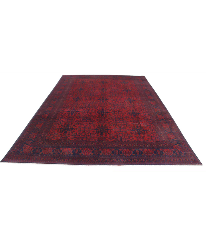 Red Afghan Tribal Rug 8' 1" x 11' 2" Hand-Knotted | No. AT557955