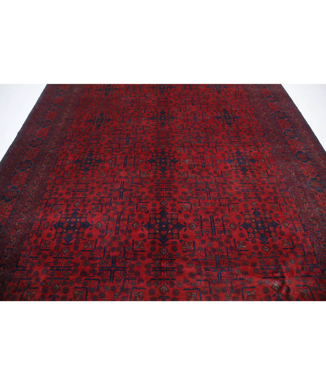 Red Afghan Tribal Rug 8' 1" x 11' 2" Hand-Knotted | No. AT557955