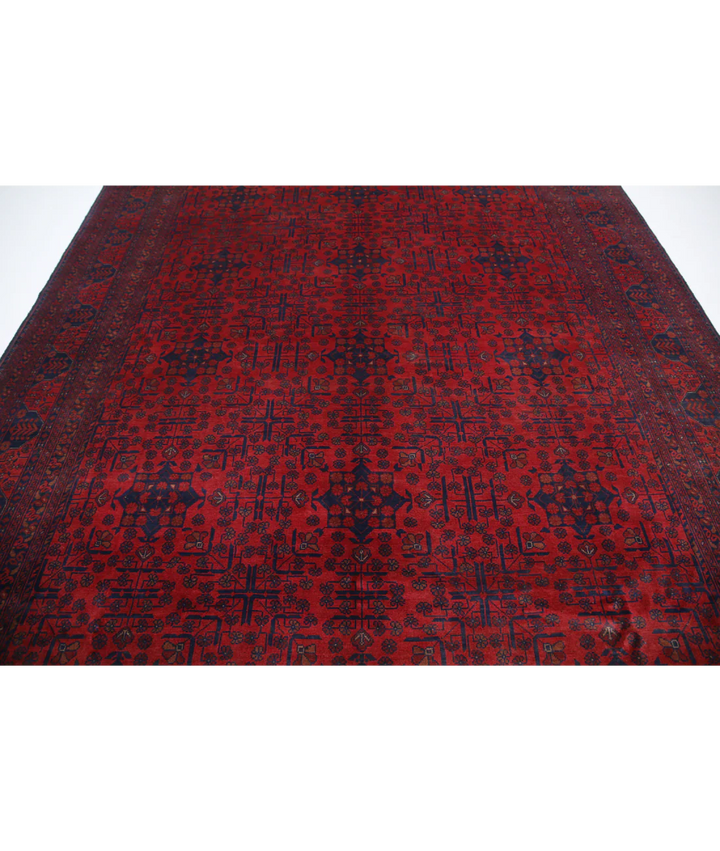 Red Afghan Tribal Rug 8' 1" x 11' 2" Hand-Knotted | No. AT557955
