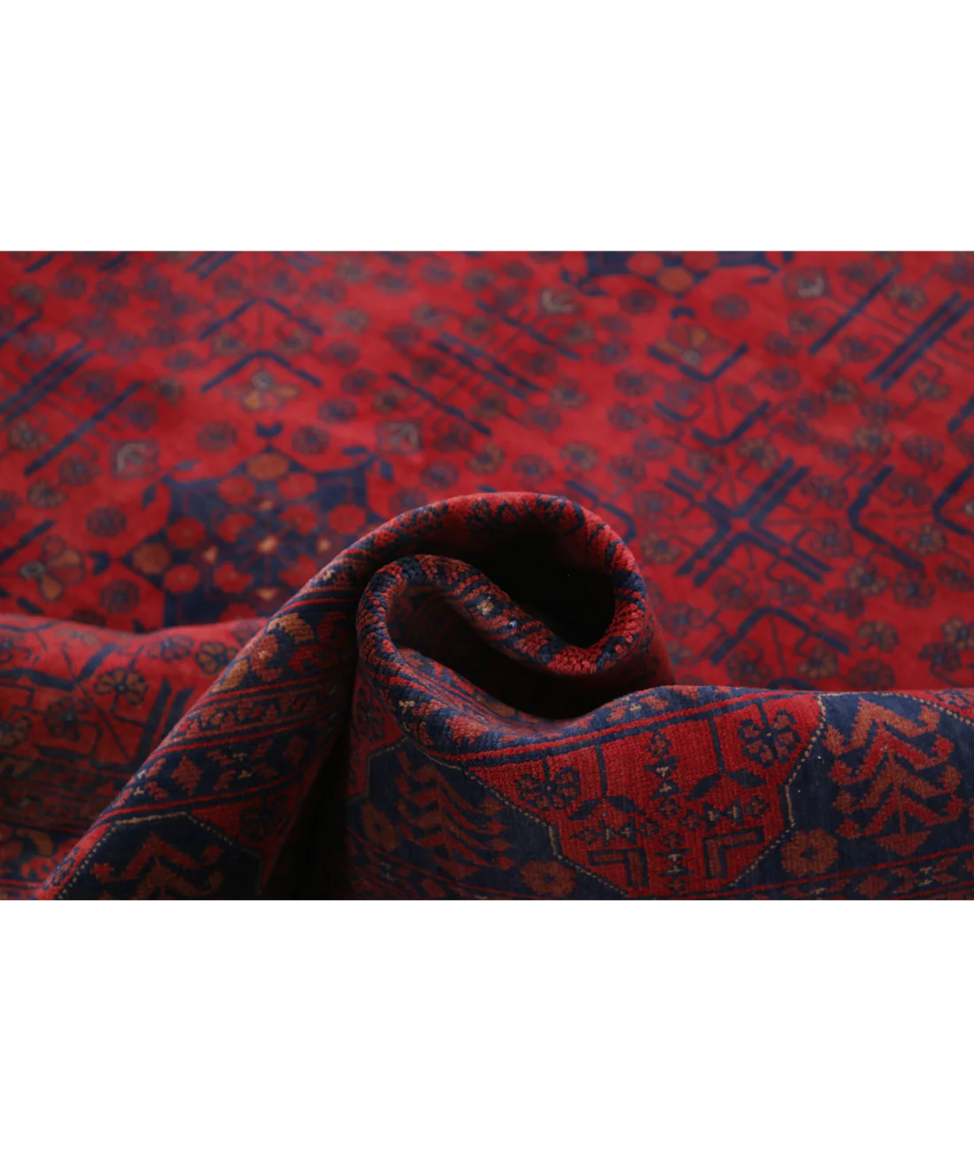 Red Afghan Tribal Rug 8' 1" x 11' 2" Hand-Knotted | No. AT557955