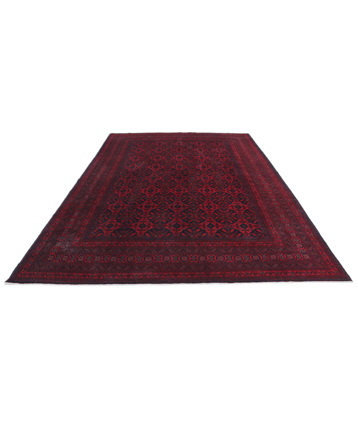 Red Afghan Tribal Rug 8' 3" x 11' 3" Hand-Knotted | No. AT796676