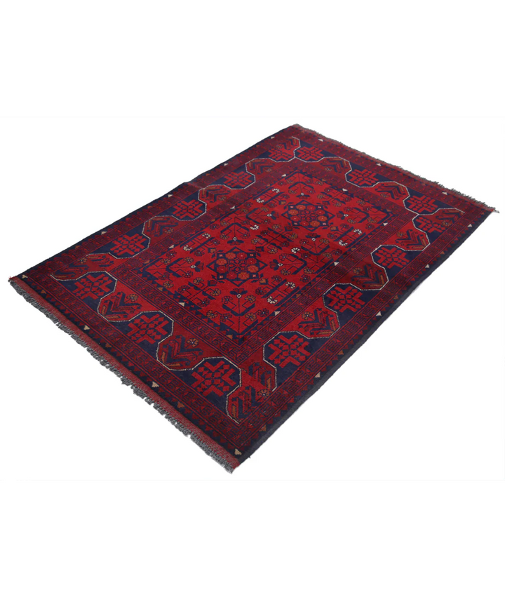 Afghan Khal Muhammadi Rug 3' 4" x 4' 11" Hand-Knotted | No. AT77452