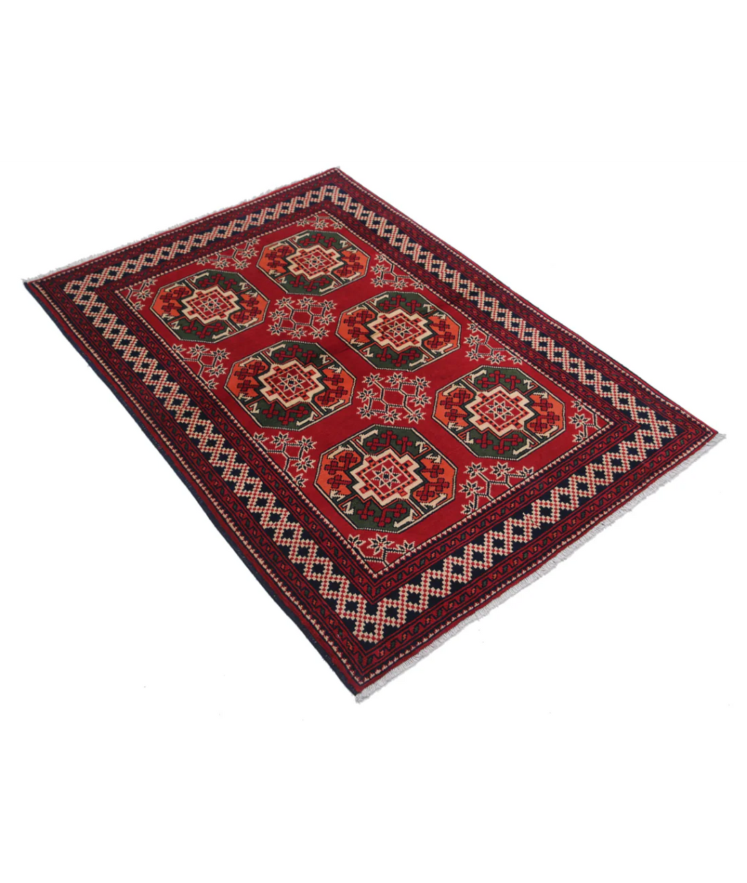 Afghan Karghai Rug 3' 4" x 4' 8" Hand-Knotted | No. AT60822