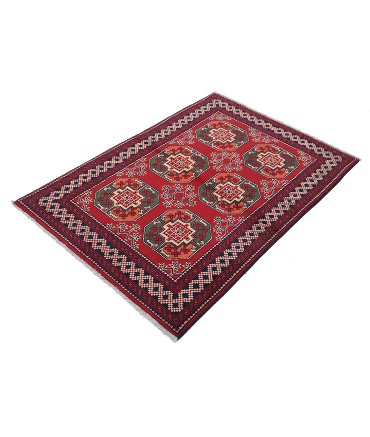 Afghan Karghai Rug 3' 4" x 4' 8" Hand-Knotted | No. AT60822
