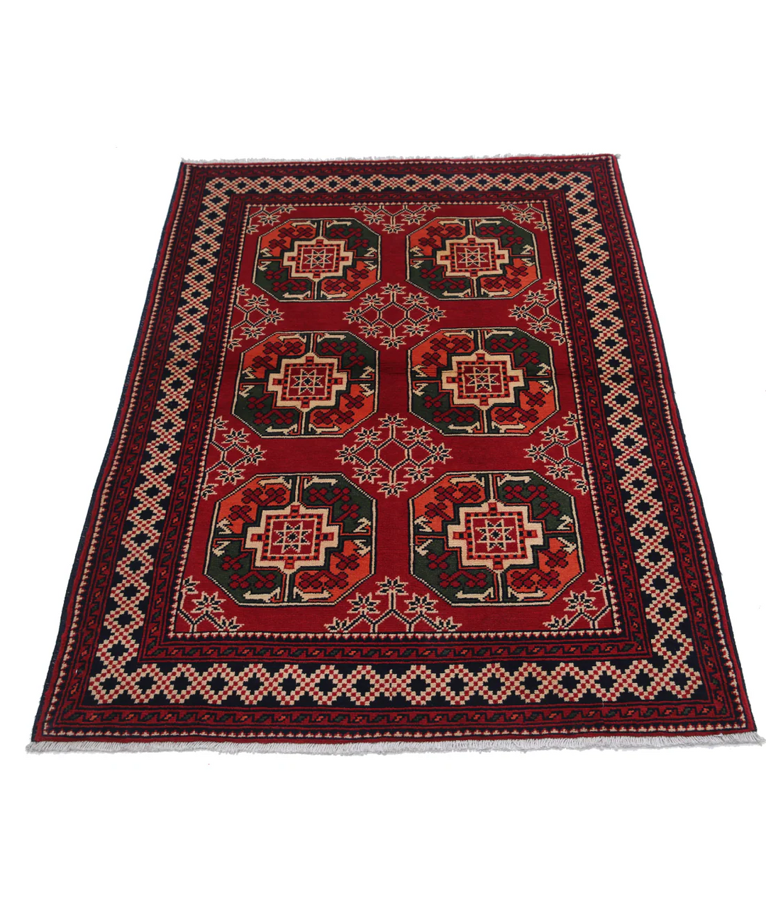 Afghan Karghai Rug 3' 4" x 4' 8" Hand-Knotted | No. AT60822