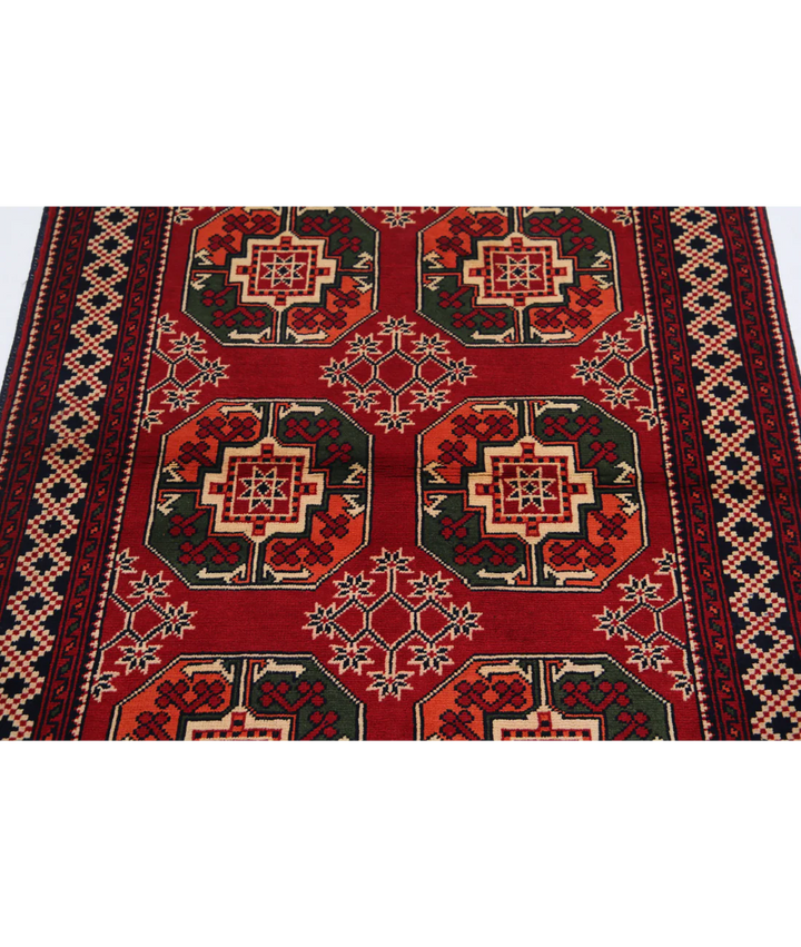 Afghan Karghai Rug 3' 4" x 4' 8" Hand-Knotted | No. AT60822
