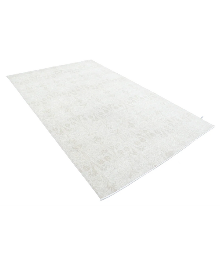 Teal Afghan Tabriz Rug 5' 10" x 9' 5" Hand-Knotted | No. AT31935
