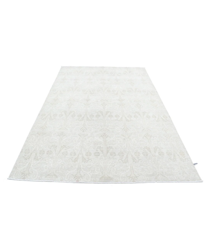 Teal Afghan Tabriz Rug 5' 10" x 9' 5" Hand-Knotted | No. AT31935