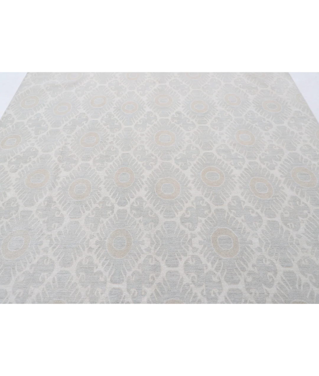 Ivory Afghan Tabriz Rug 7' 9" x 9' 6" Hand-Knotted | No. AT72958