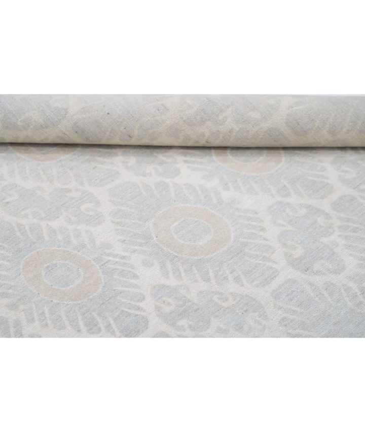 Ivory Afghan Tabriz Rug 7' 9" x 9' 6" Hand-Knotted | No. AT72958