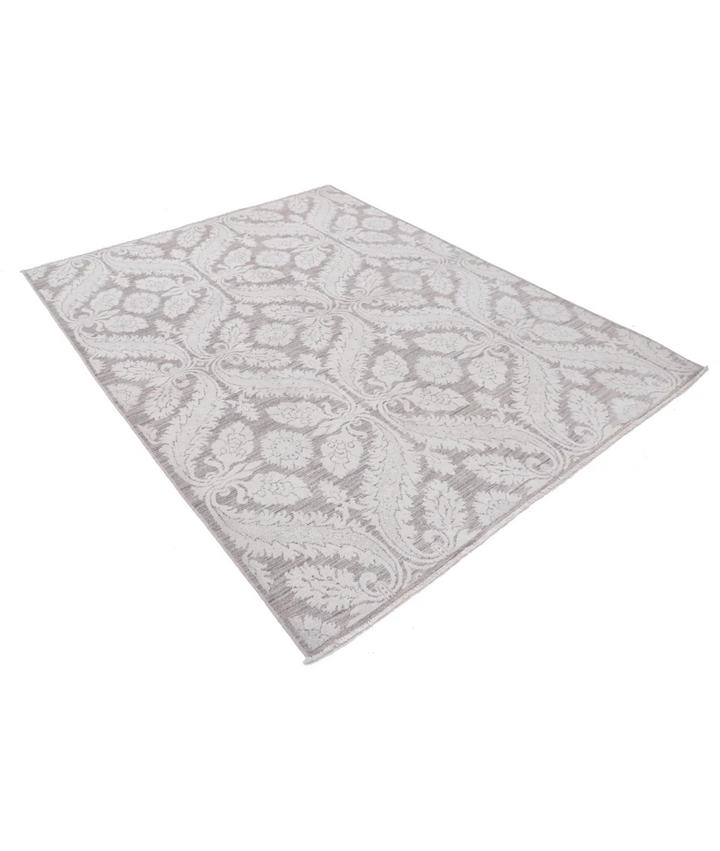 Brown Afghan Tabriz Rug 6' 2" x 8' 1" Hand-Knotted | No. AT53951