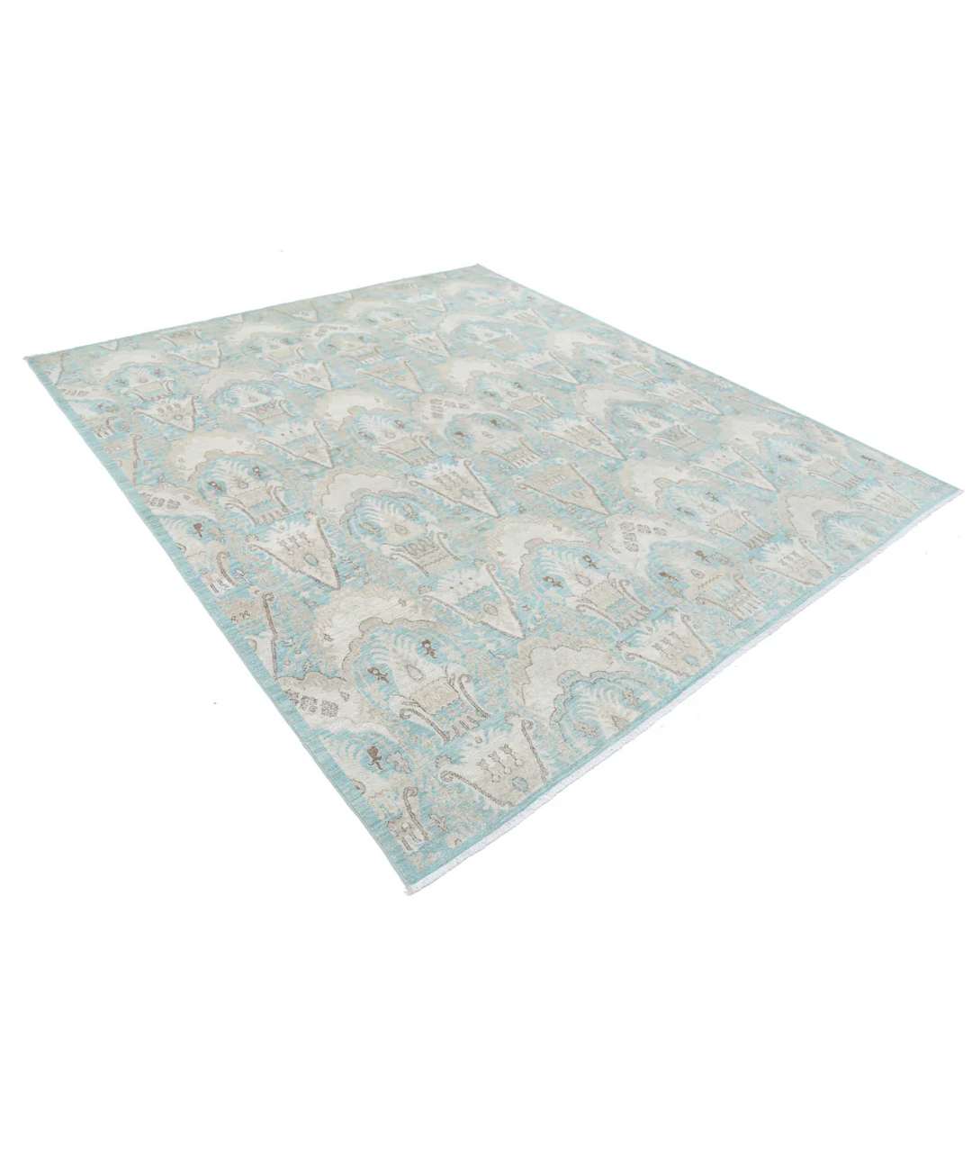 Green Afghan Oriental Rug 7' 11" x 9' 5" Hand-Knotted | No. AT33474