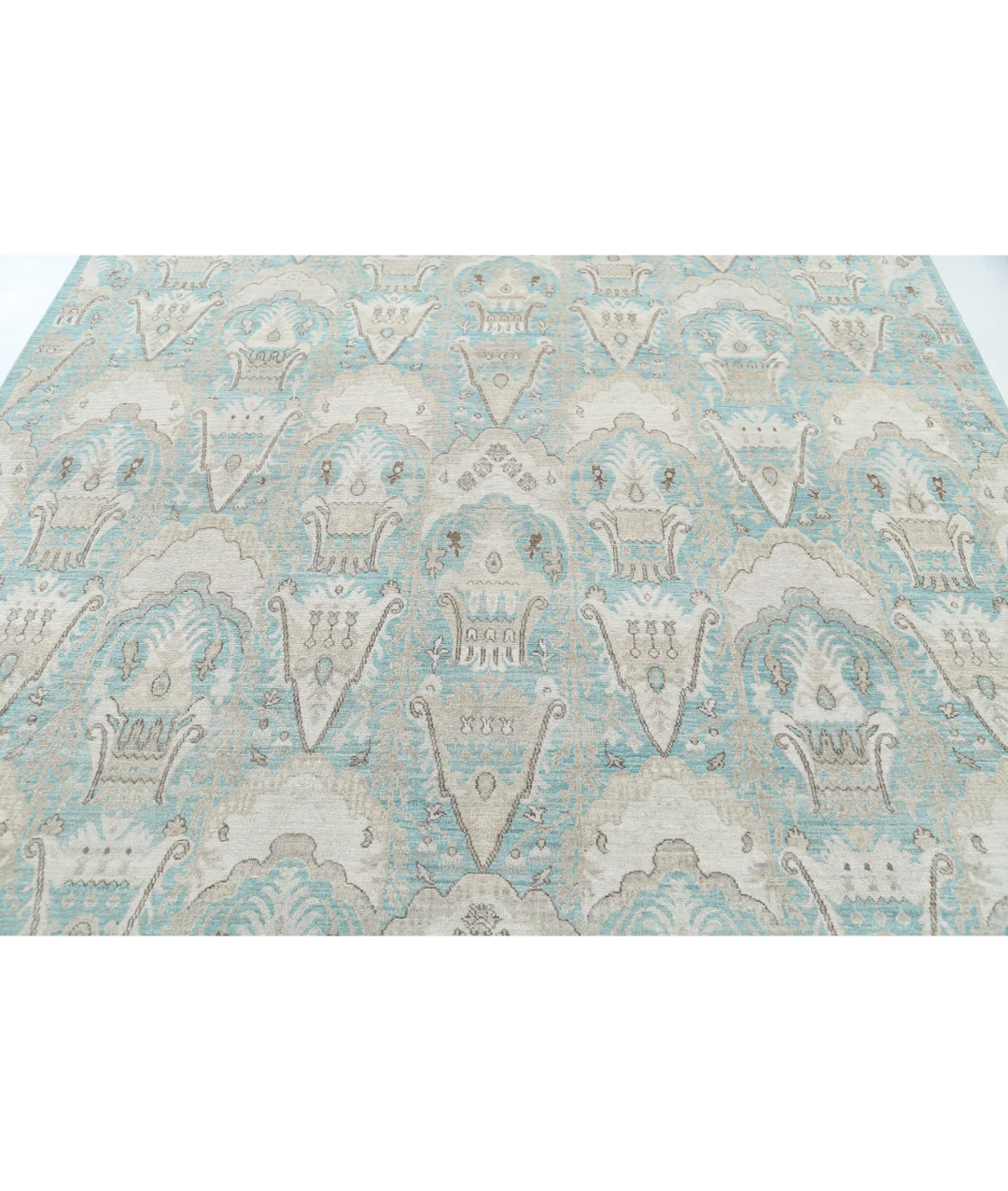 Green Afghan Oriental Rug 7' 11" x 9' 5" Hand-Knotted | No. AT33474