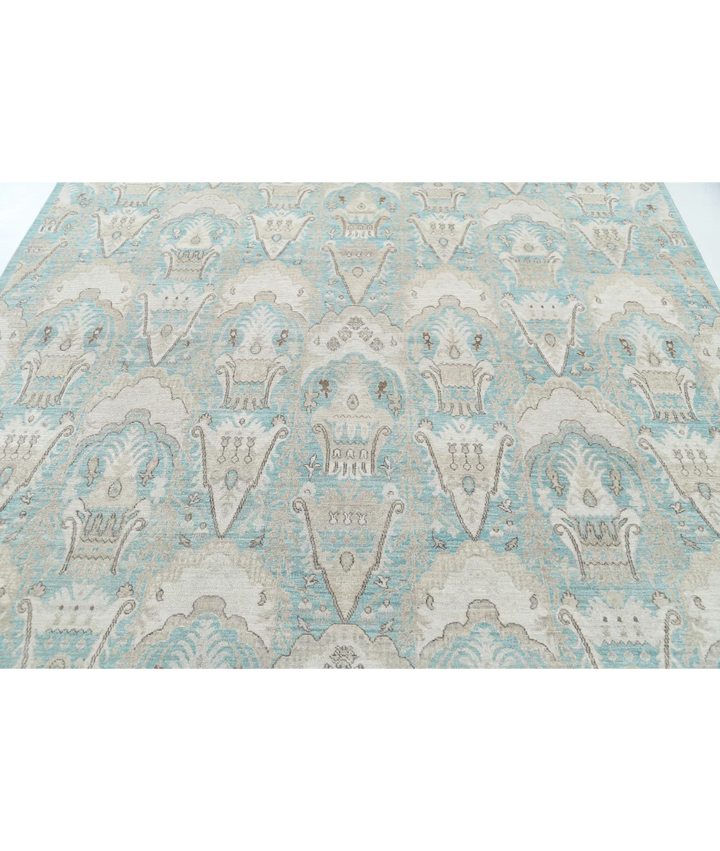 Green Afghan Oriental Rug 7' 11" x 9' 5" Hand-Knotted | No. AT33474