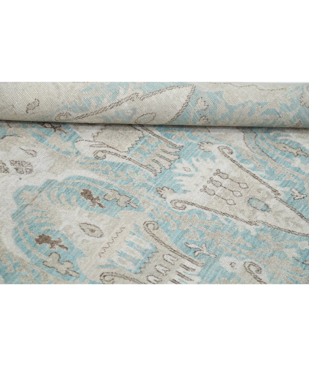 Green Afghan Oriental Rug 7' 11" x 9' 5" Hand-Knotted | No. AT33474