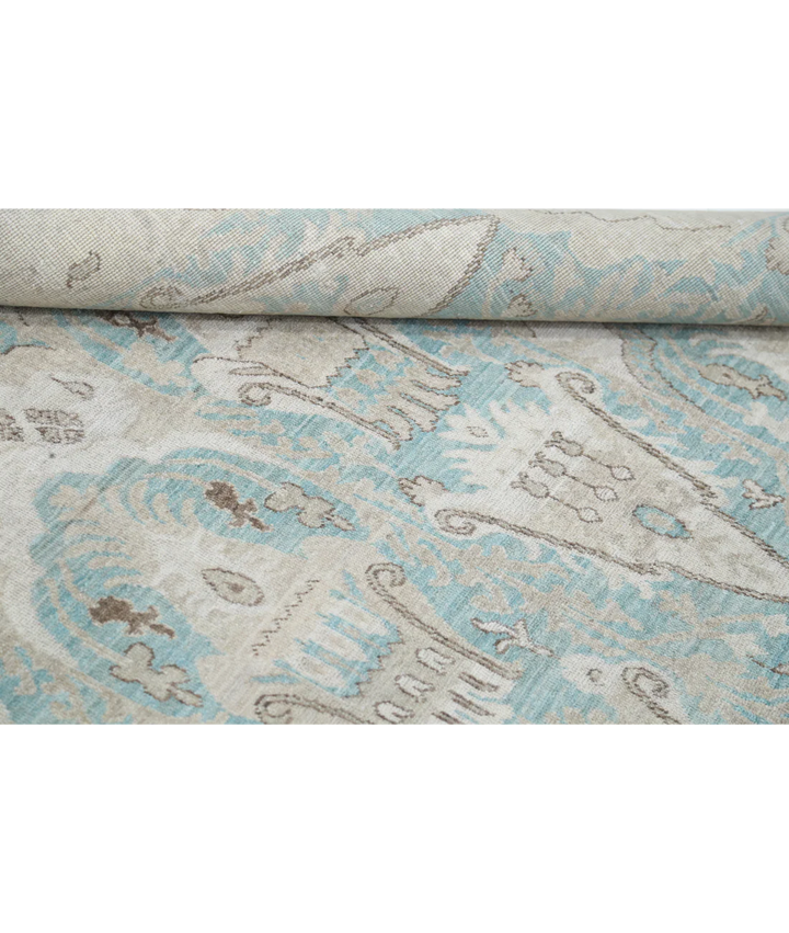 Green Afghan Oriental Rug 7' 11" x 9' 5" Hand-Knotted | No. AT33474