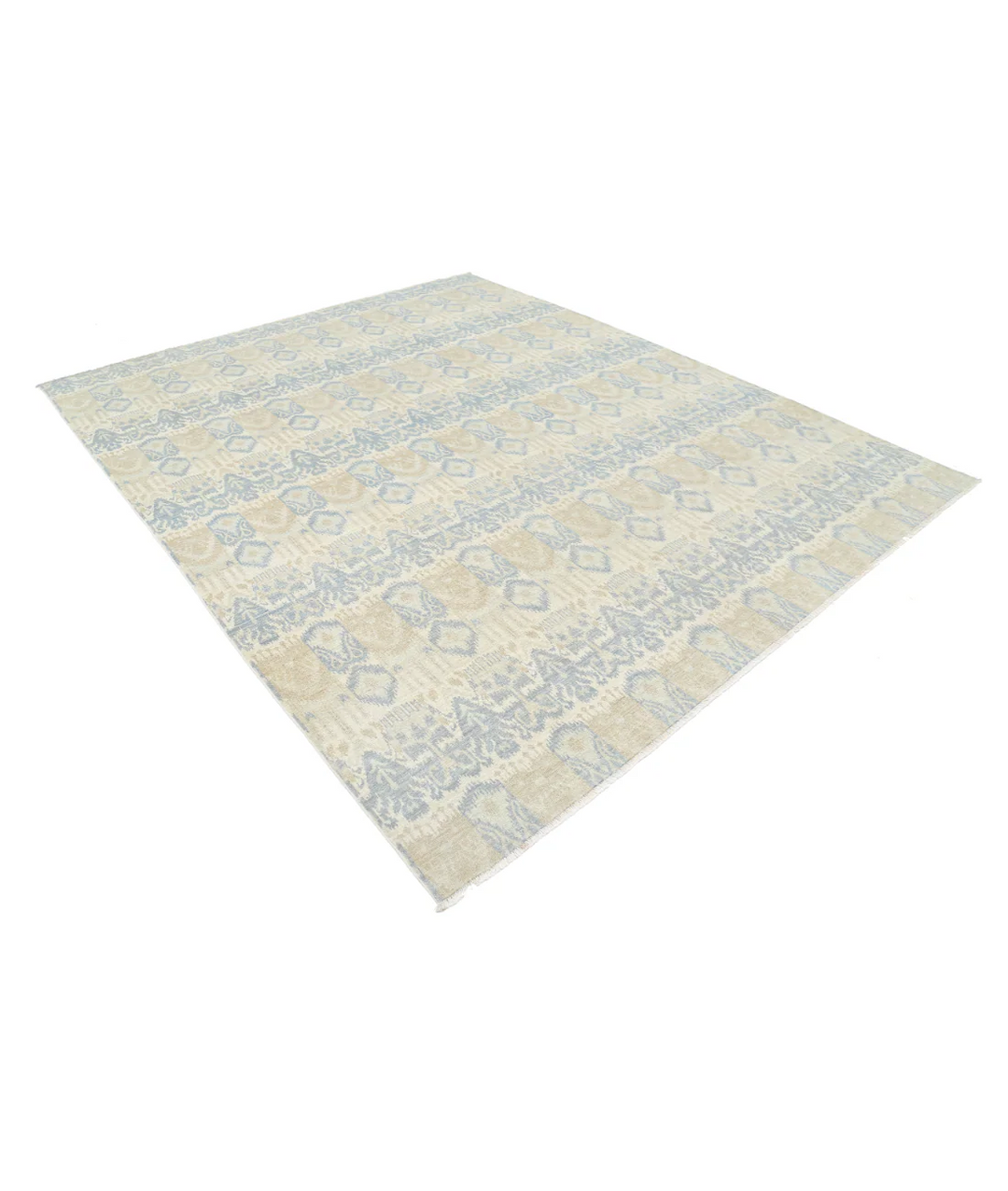 Ivory Afghan Oriental Rug 8' 3" x 10' 1" Hand-Knotted | No. AT330293