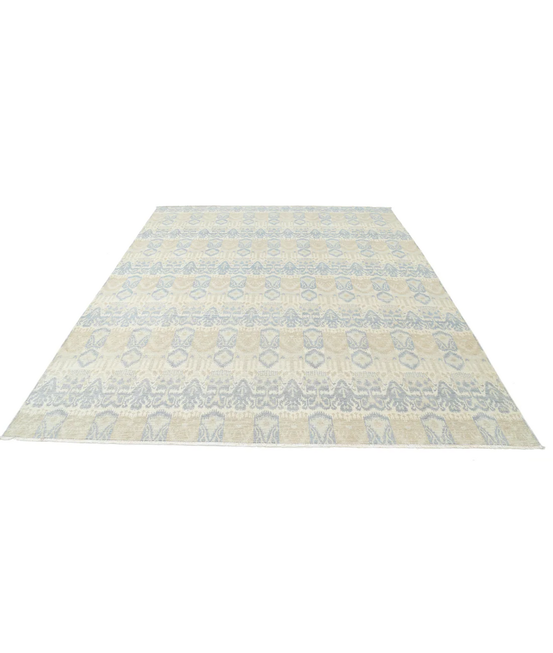 Ivory Afghan Oriental Rug 8' 3" x 10' 1" Hand-Knotted | No. AT330293