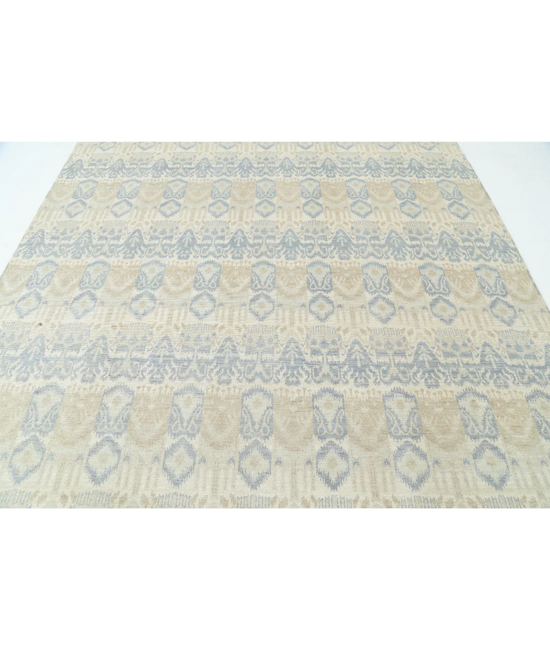 Ivory Afghan Oriental Rug 8' 3" x 10' 1" Hand-Knotted close-up