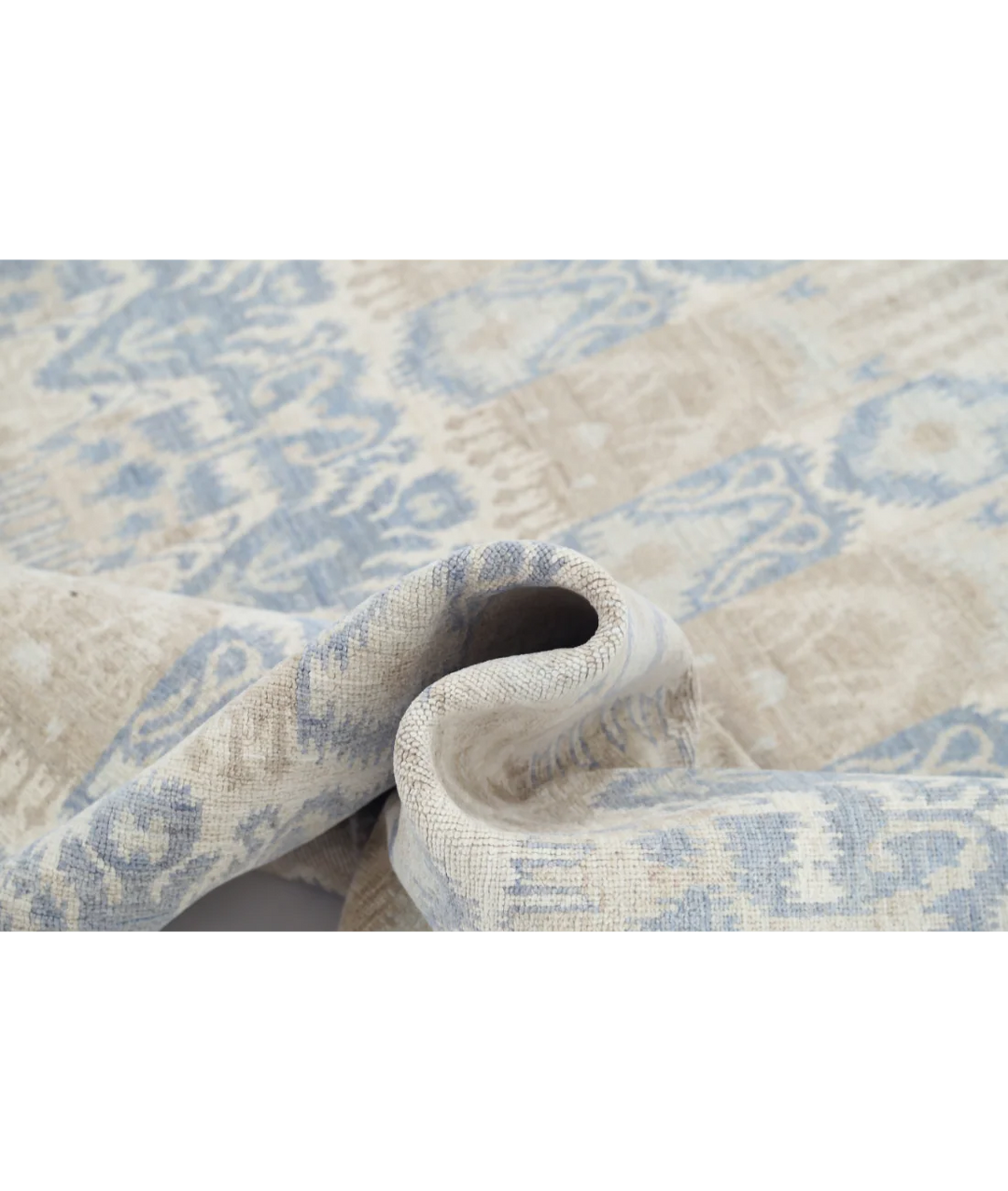 Ivory Afghan Oriental Rug 8' 3" x 10' 1" Hand-Knotted | No. AT330293